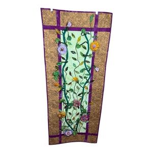 Quilted Floral‎ Wall Tapestry with 3D Flowers